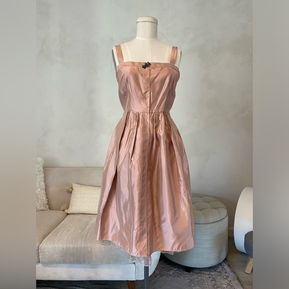 VERA WANG PINK FORMAL DRESS STRAIGHT SQUARE NECKLINE A-LINE DRESS - Picture 8 of 13